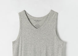 強撚ボーダーフライス Vネックタンクトップ