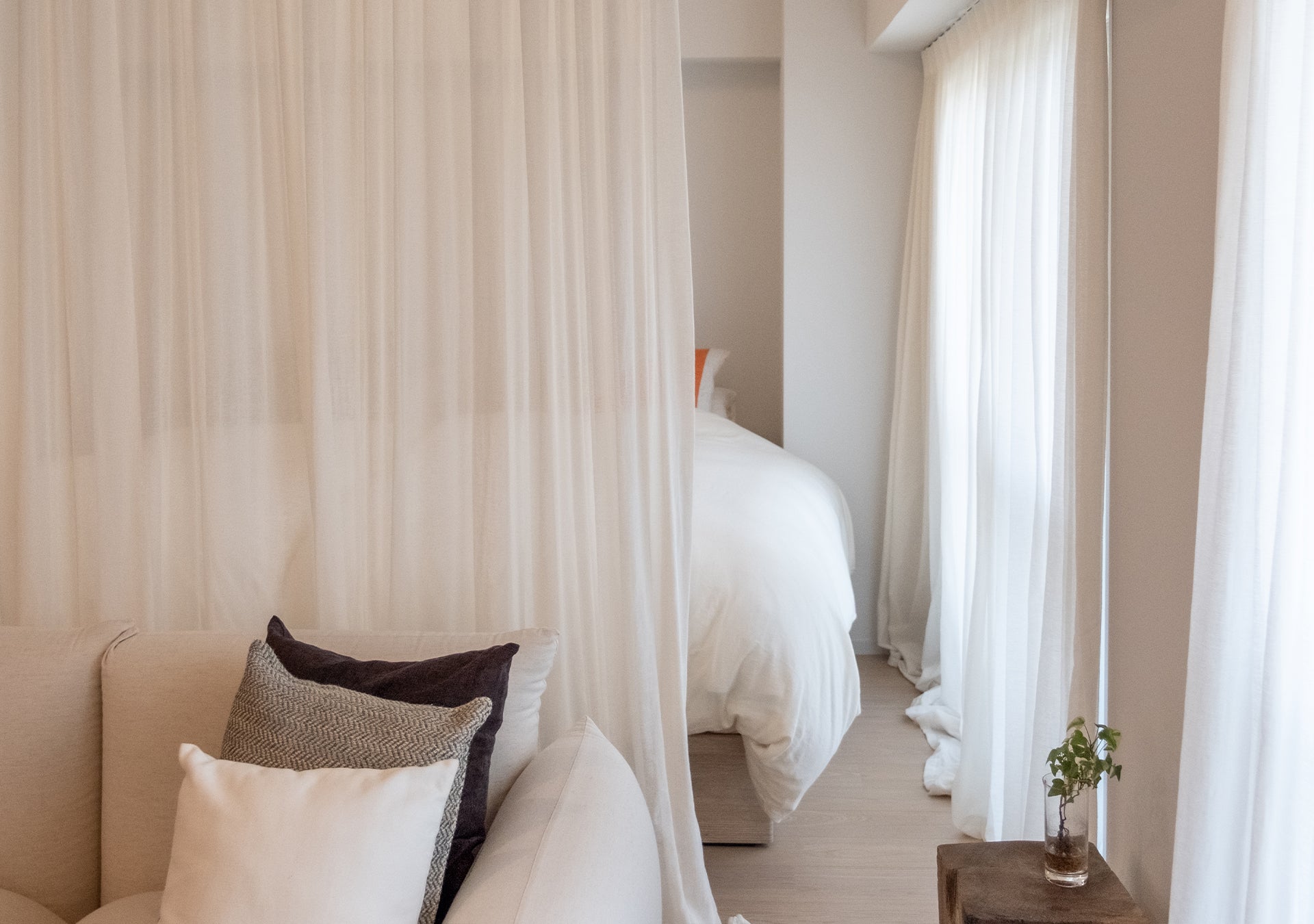 厚手で丈夫な 帆布生地カーテンセット 