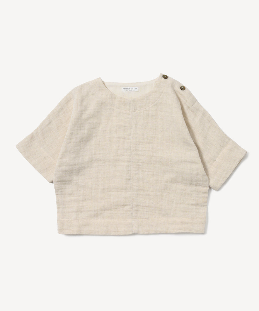 リネンガーゼ７分袖ドルマンプルオーバー