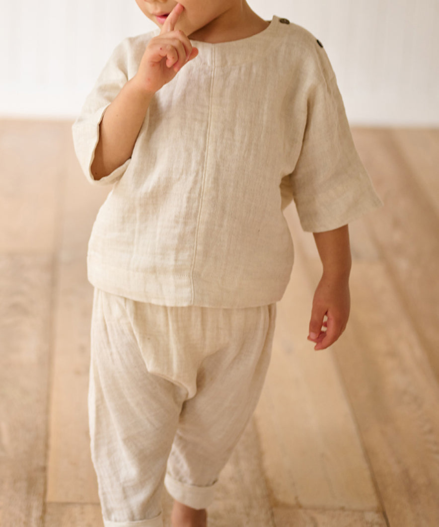 リネンガーゼ７分袖ドルマンプルオーバー