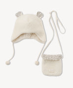 ライトリアルフリース くま帽子&ポシェットセット