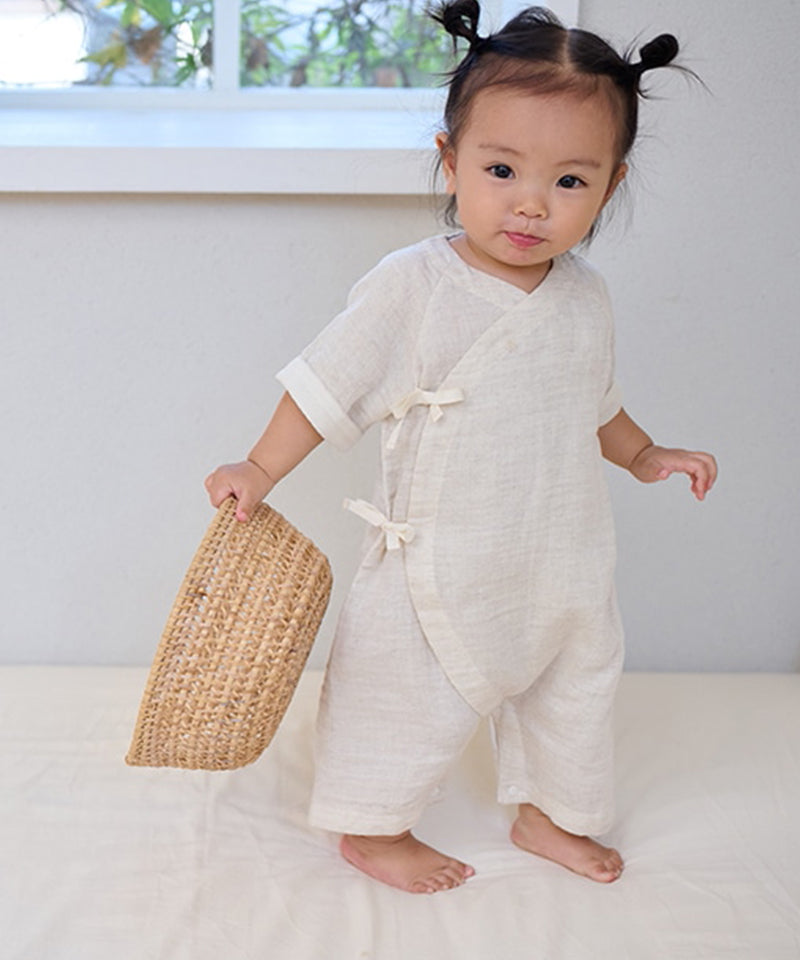 リネンコットンダブルガーゼ コンビ肌着