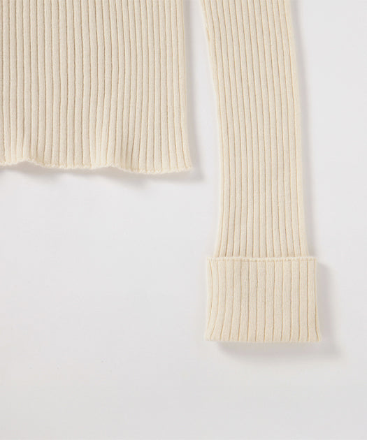 カシミヤコットン無縫製リブタートル｜オーガニックコットン