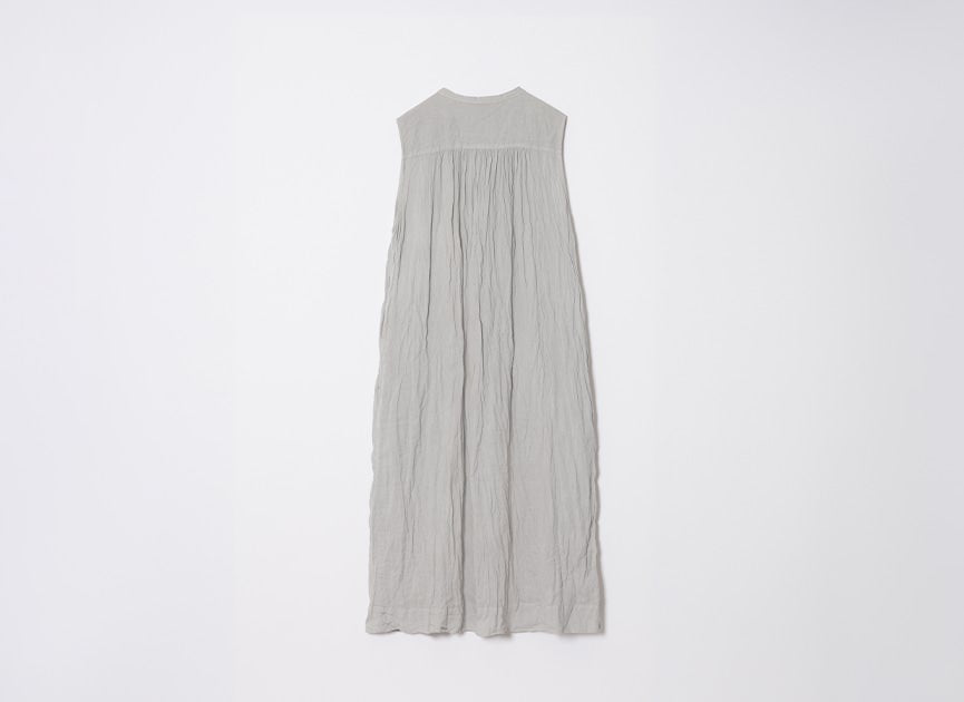 草木染め コットンリネン ハンドプリーツワンピース