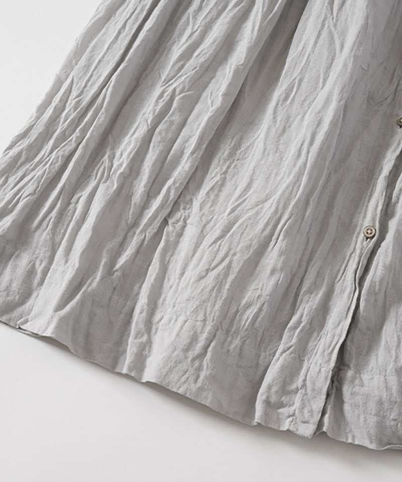 草木染め コットンリネン ハンドプリーツワンピース