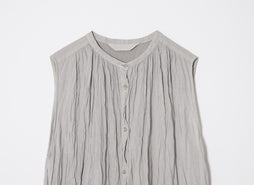 草木染め コットンリネン ハンドプリーツワンピース