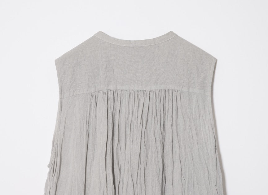 草木染め コットンリネン ハンドプリーツワンピース