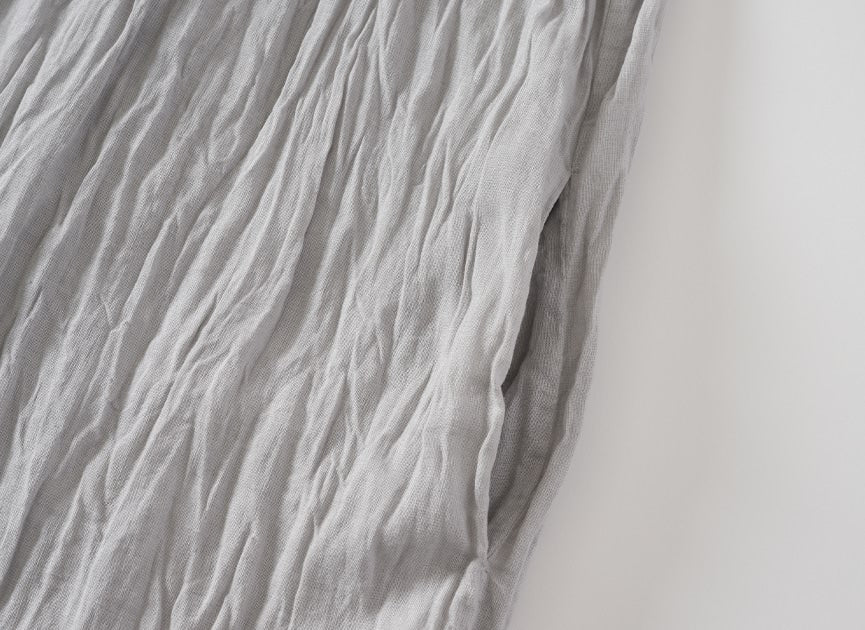 草木染め コットンリネン ハンドプリーツワンピース