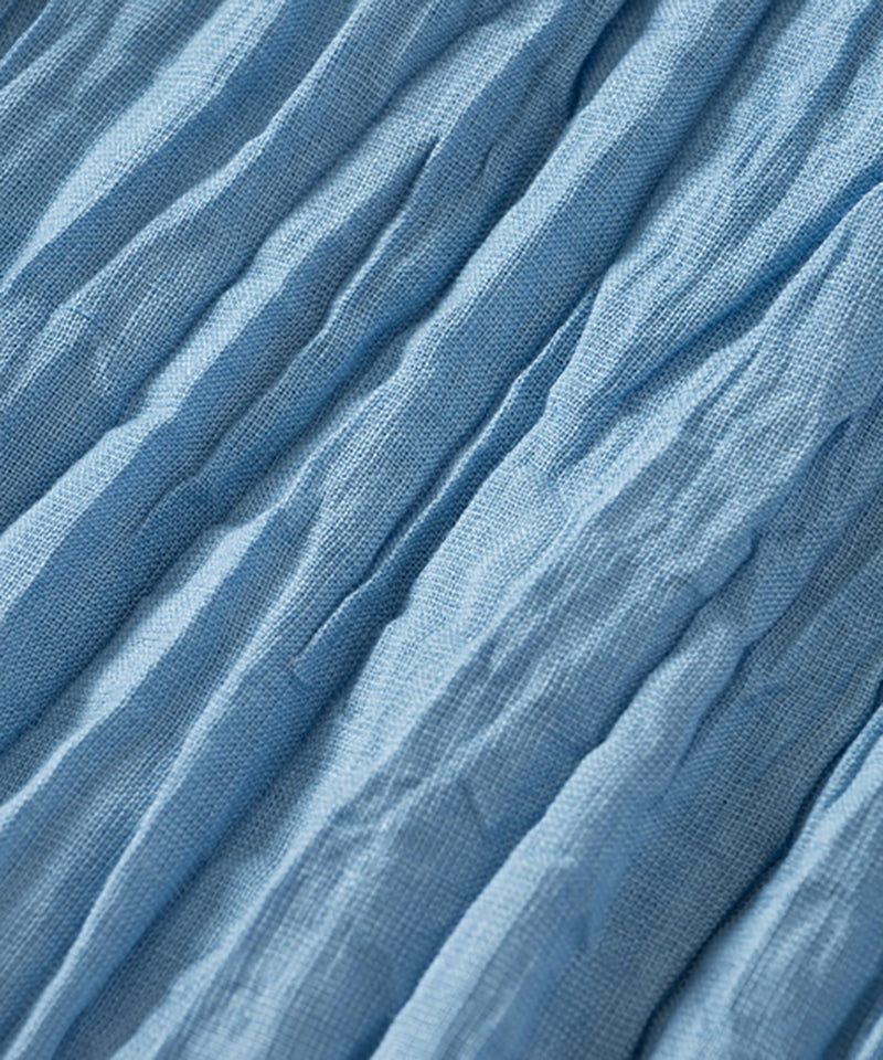 草木染め コットンリネン ハンドプリーツワンピース