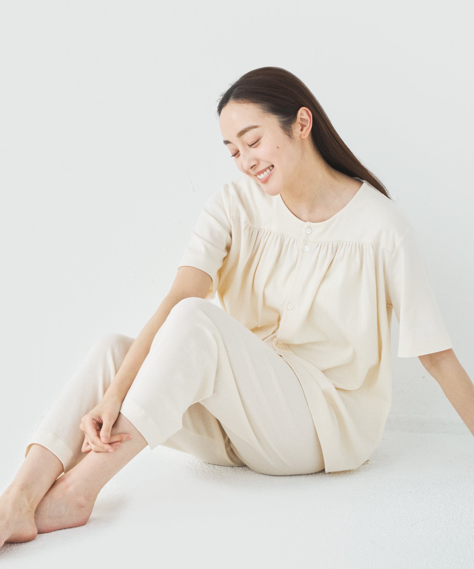 PRISTINE ガーゼ長袖ギャザーパジャマ ガーゼ長袖ギャザーパジャマ – PRISTINE