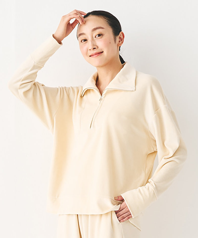 ベロアハーフジッププルオーバー / オーガニックコットン – PRISTINE