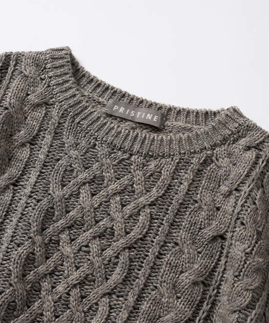 ウール混ケーブルプルオーバー