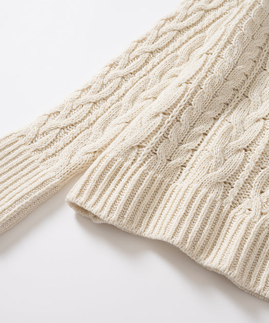 ウール混ケーブルプルオーバー