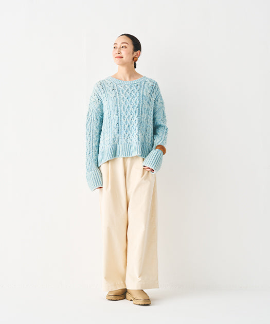 ウール混ケーブルプルオーバー