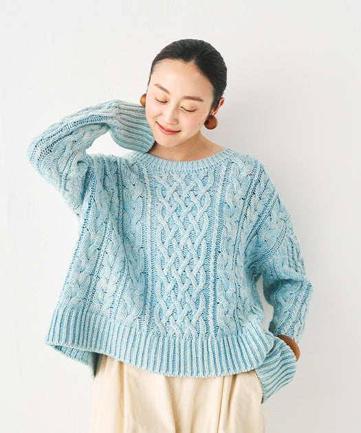 ウール混ケーブルプルオーバー