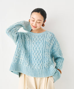 ウール混ケーブルプルオーバー