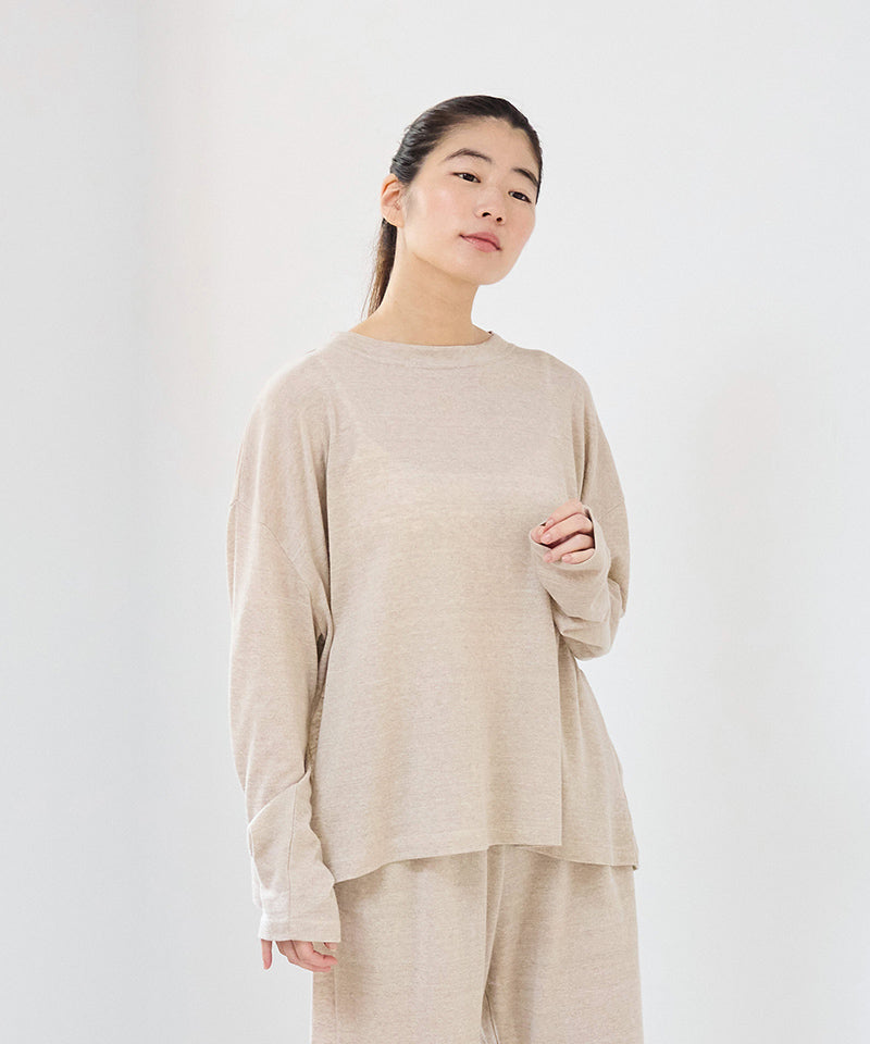 コットンリネンプレーティング天竺ワイドプルオーバー