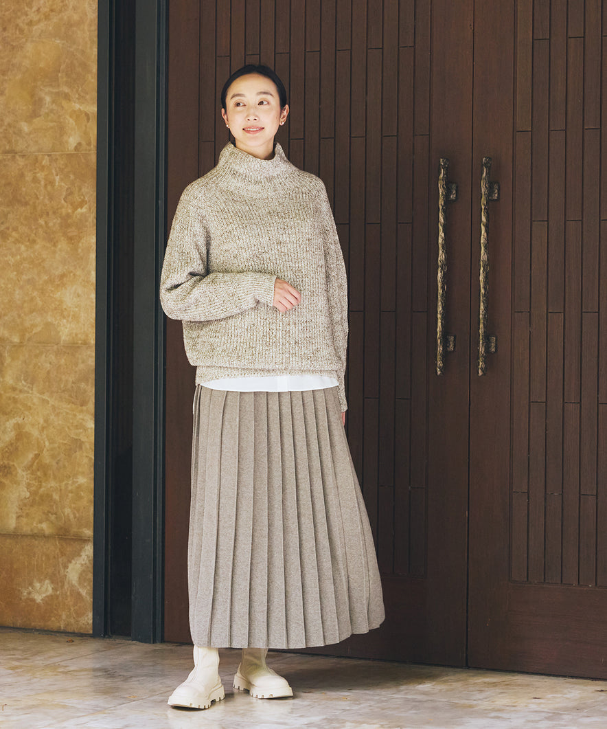 フォレストグレイニットプリーツスカート
