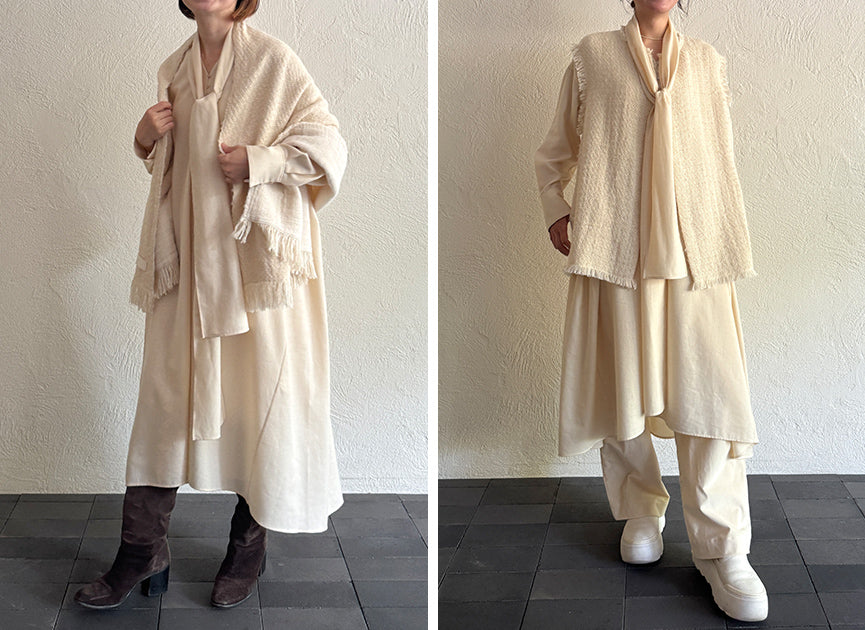 ツイードニットとあわせて華やかに