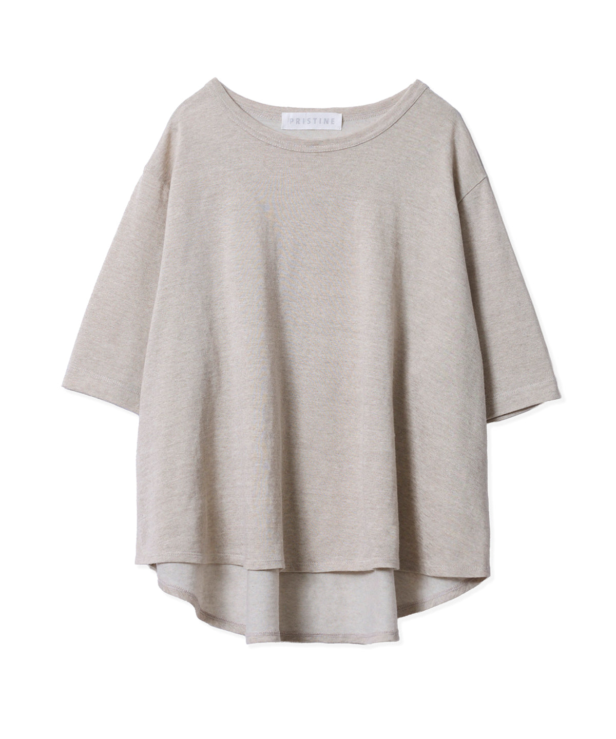 コットンリネンプレーティング天竺フレアTシャツ