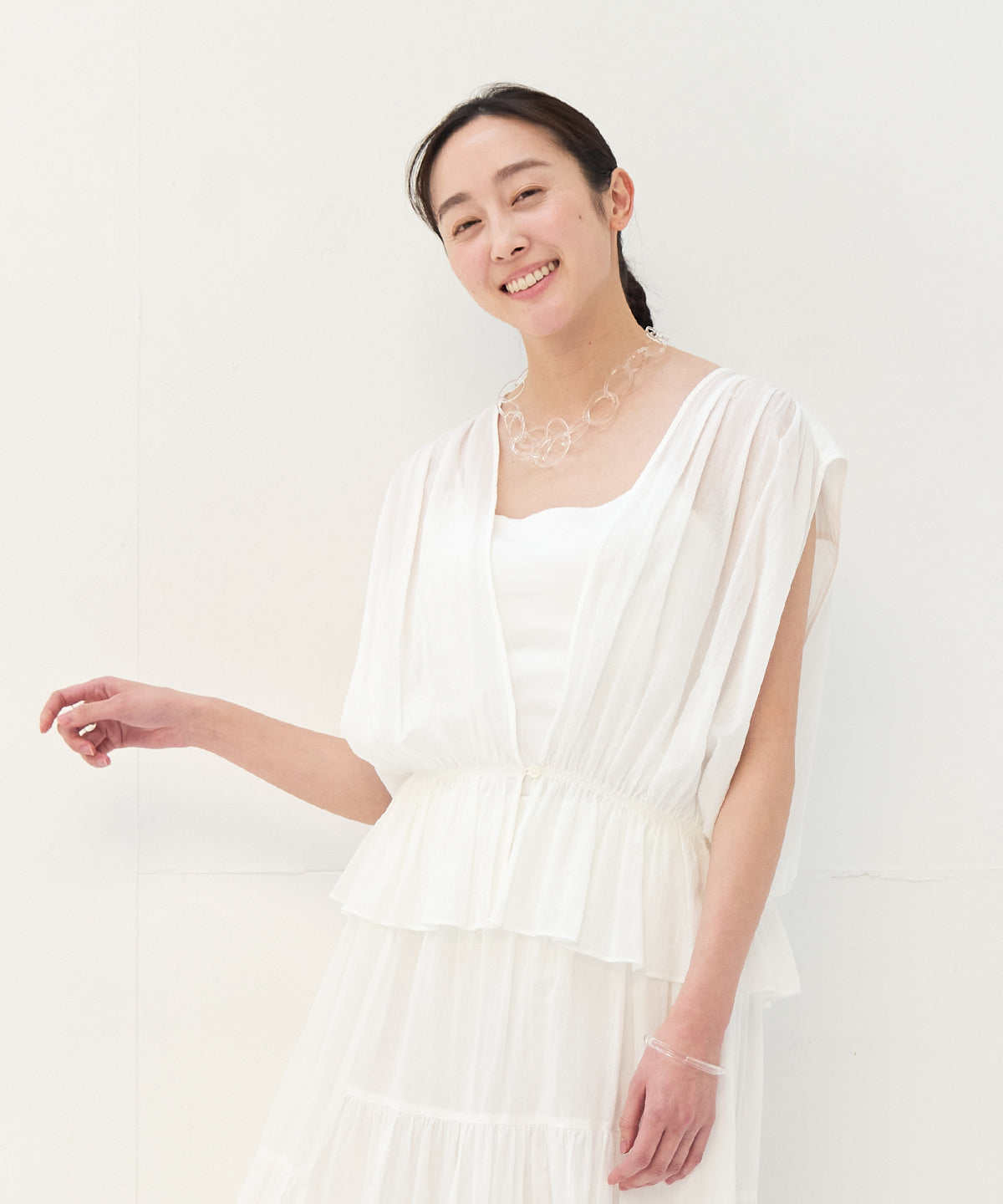 プリスティン　ちりめんギャザージレ　新品未使用 ちりめんギャザージレ – PRISTINE