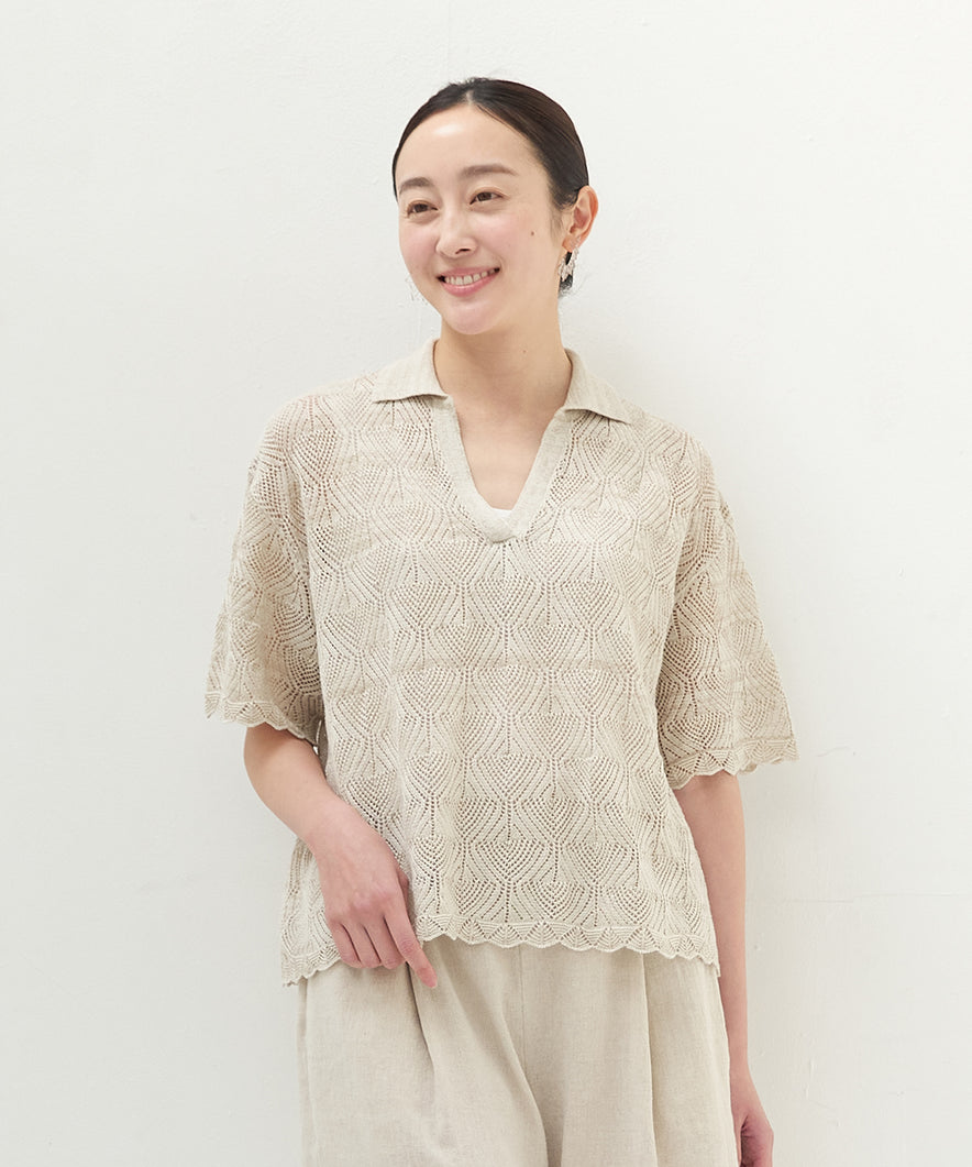 【4/23発送予定】コットンリネンレーシープルオーバー