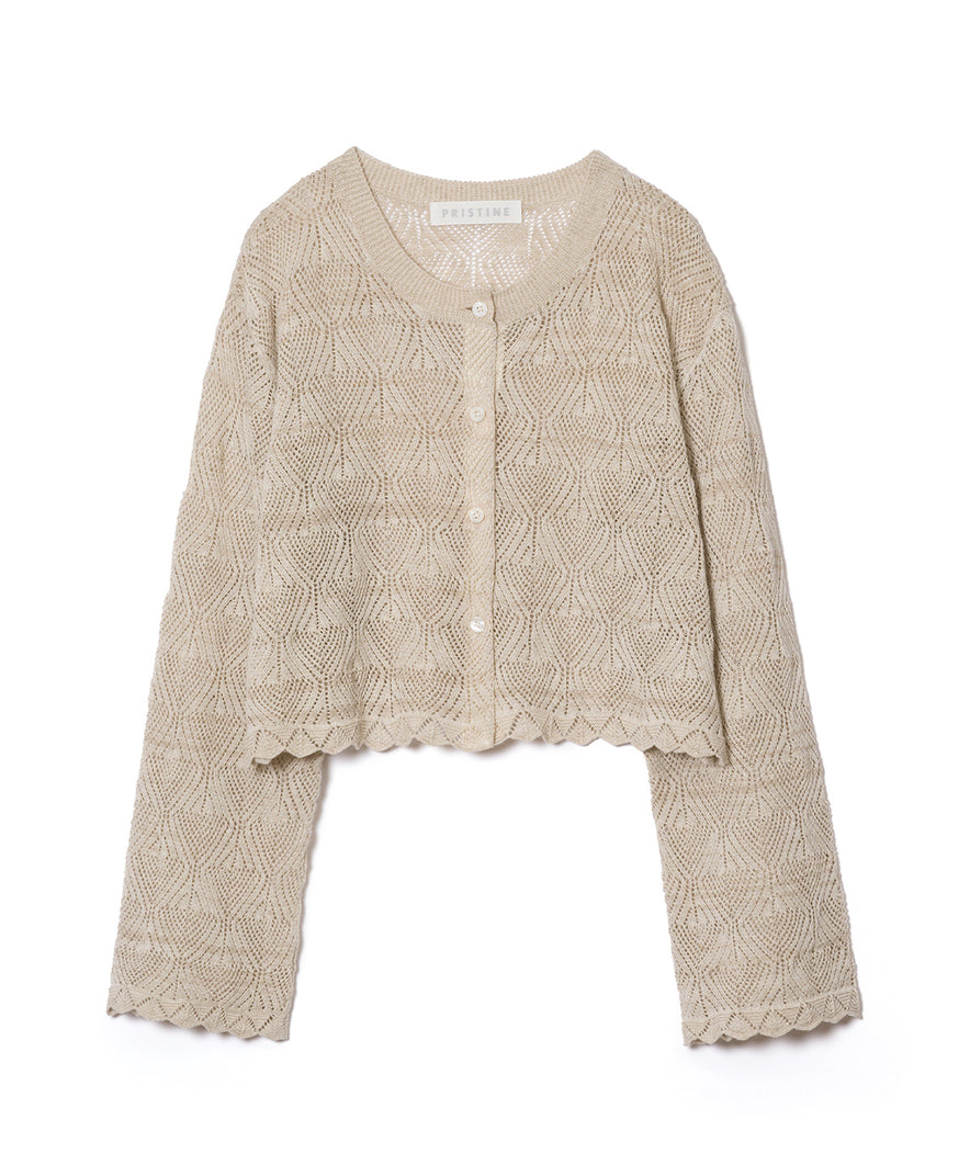 コットンリネンレーシーカーディガン