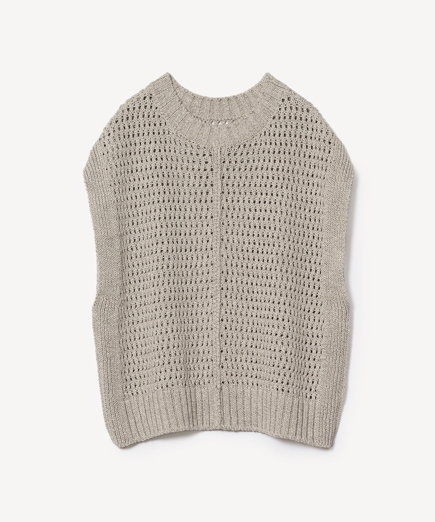 コットンリネンヤク透かし編みベスト