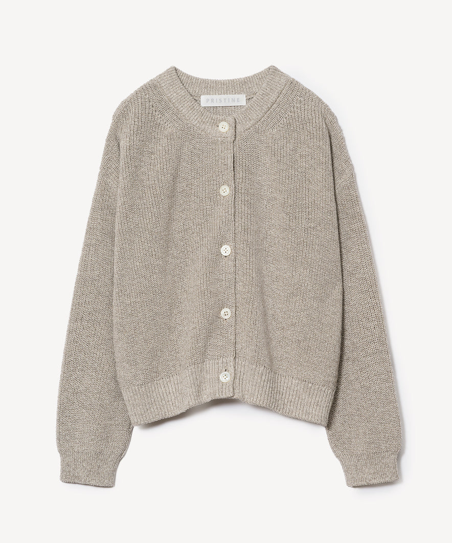 コットンリネンヤク片畦ニットカーディガン