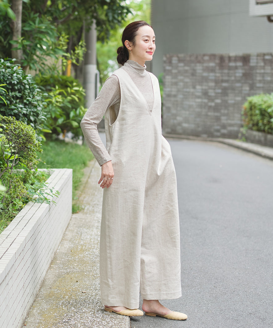 コットンリネンツイルオールインワン