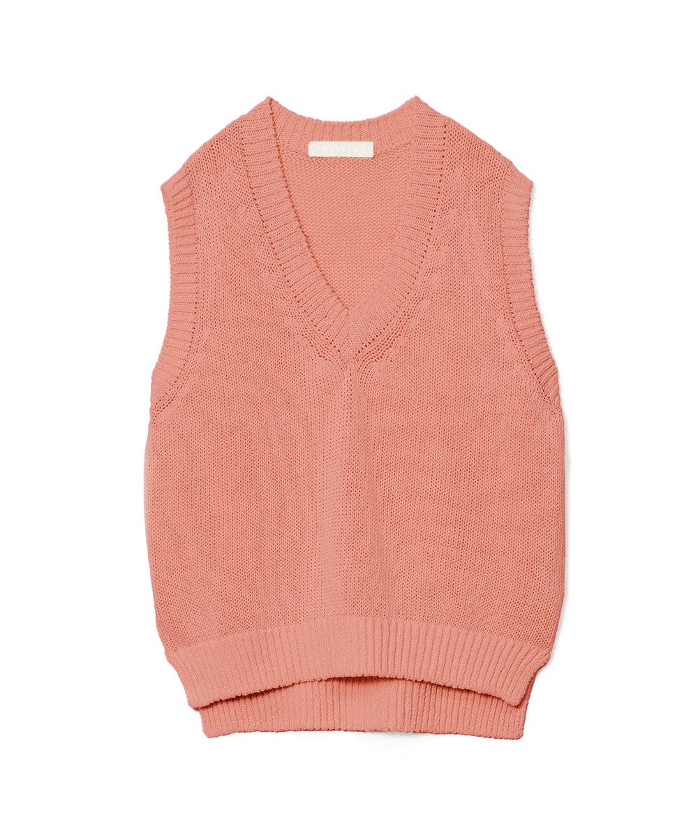 和紙コットンローゲージニットベスト（草木染め）