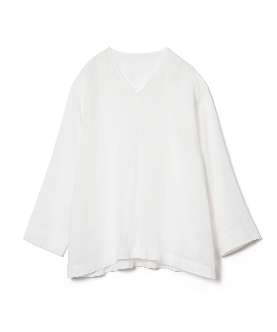 【3/13発送予定】コットンリネン平Ｖネックフレアチュニック