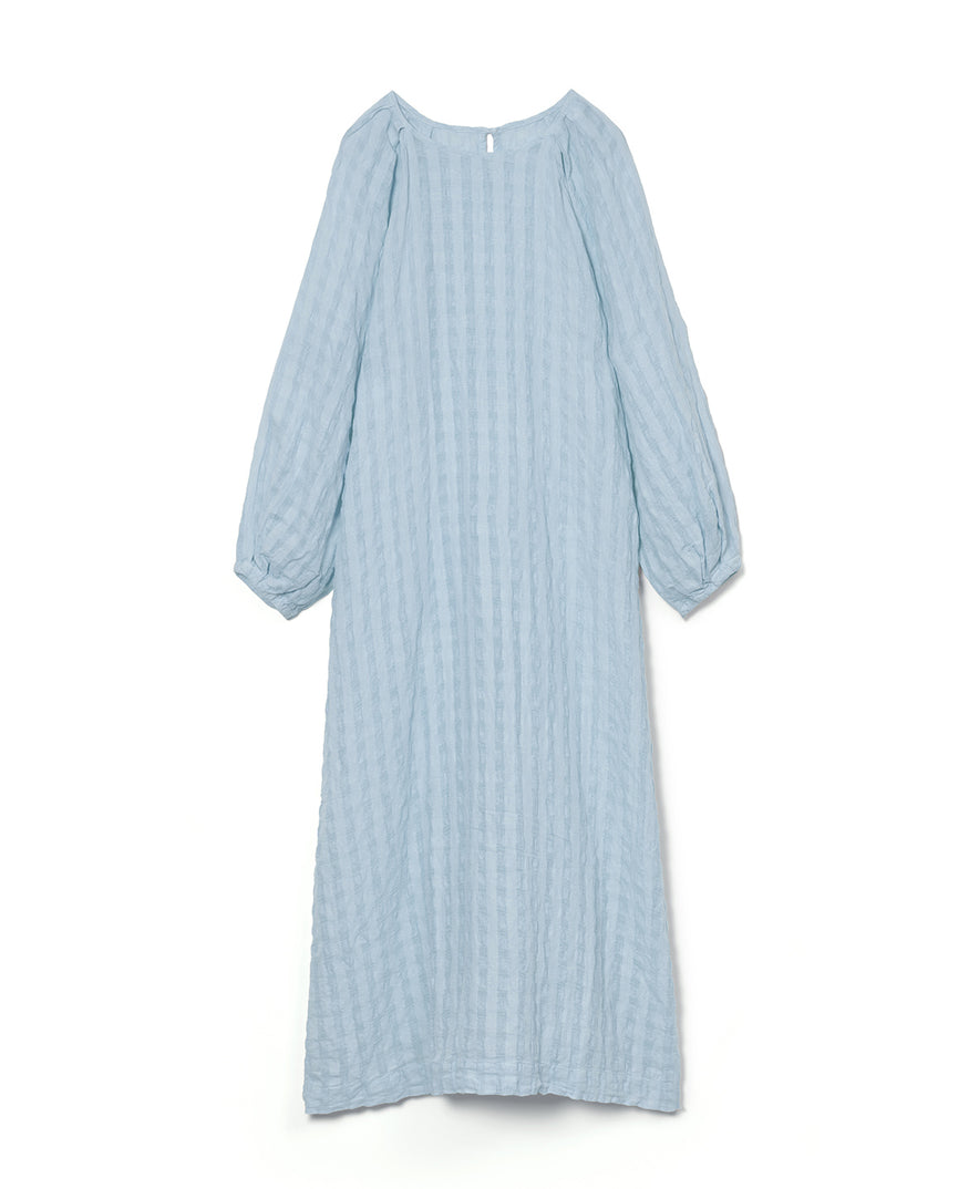 シャドウチェックタックスリーブワンピース（草木染め）