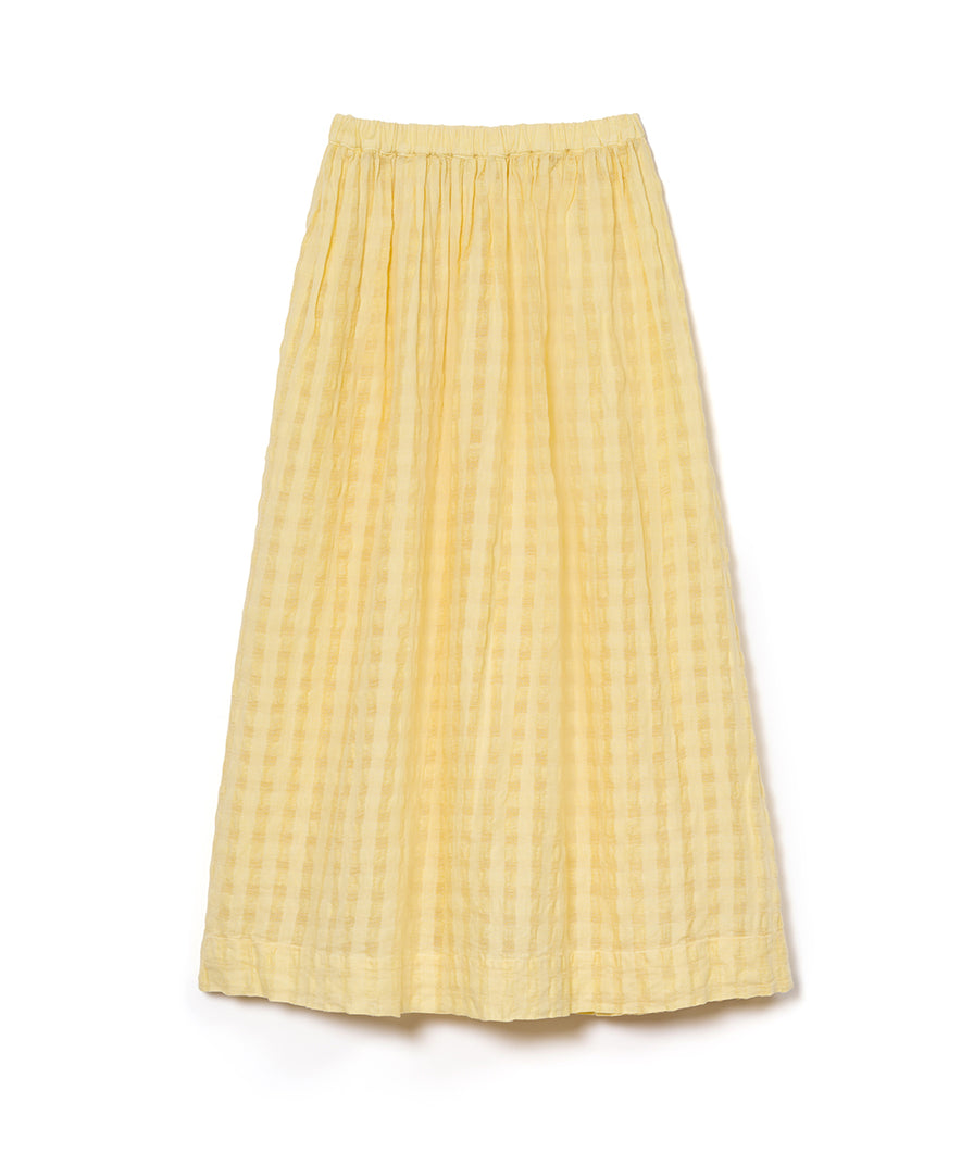 シャドウチェックギャザースカート（草木染め）