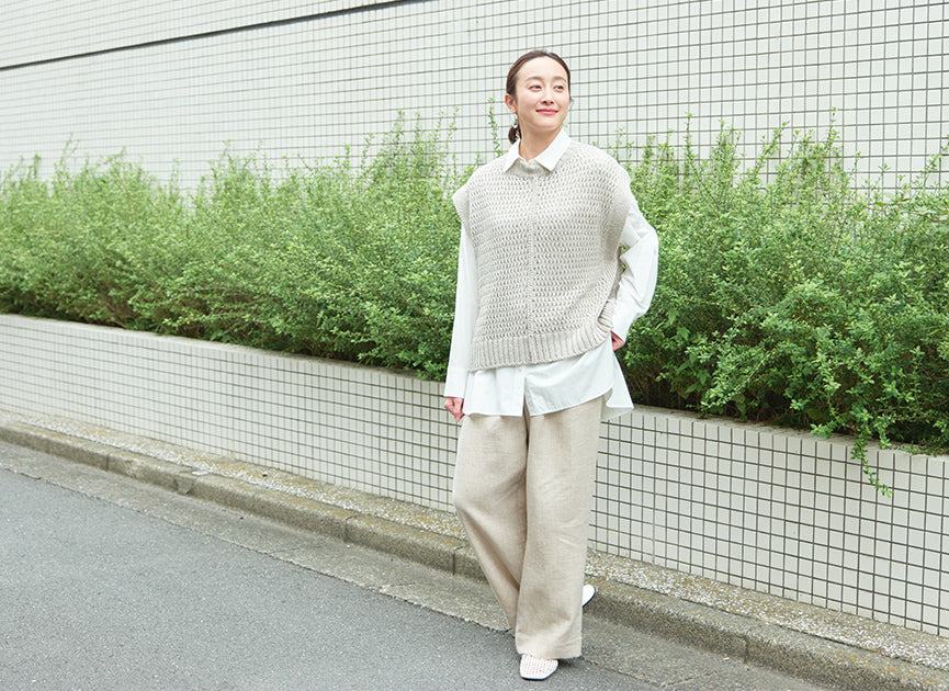 ゆったりストレートラインのパンツ