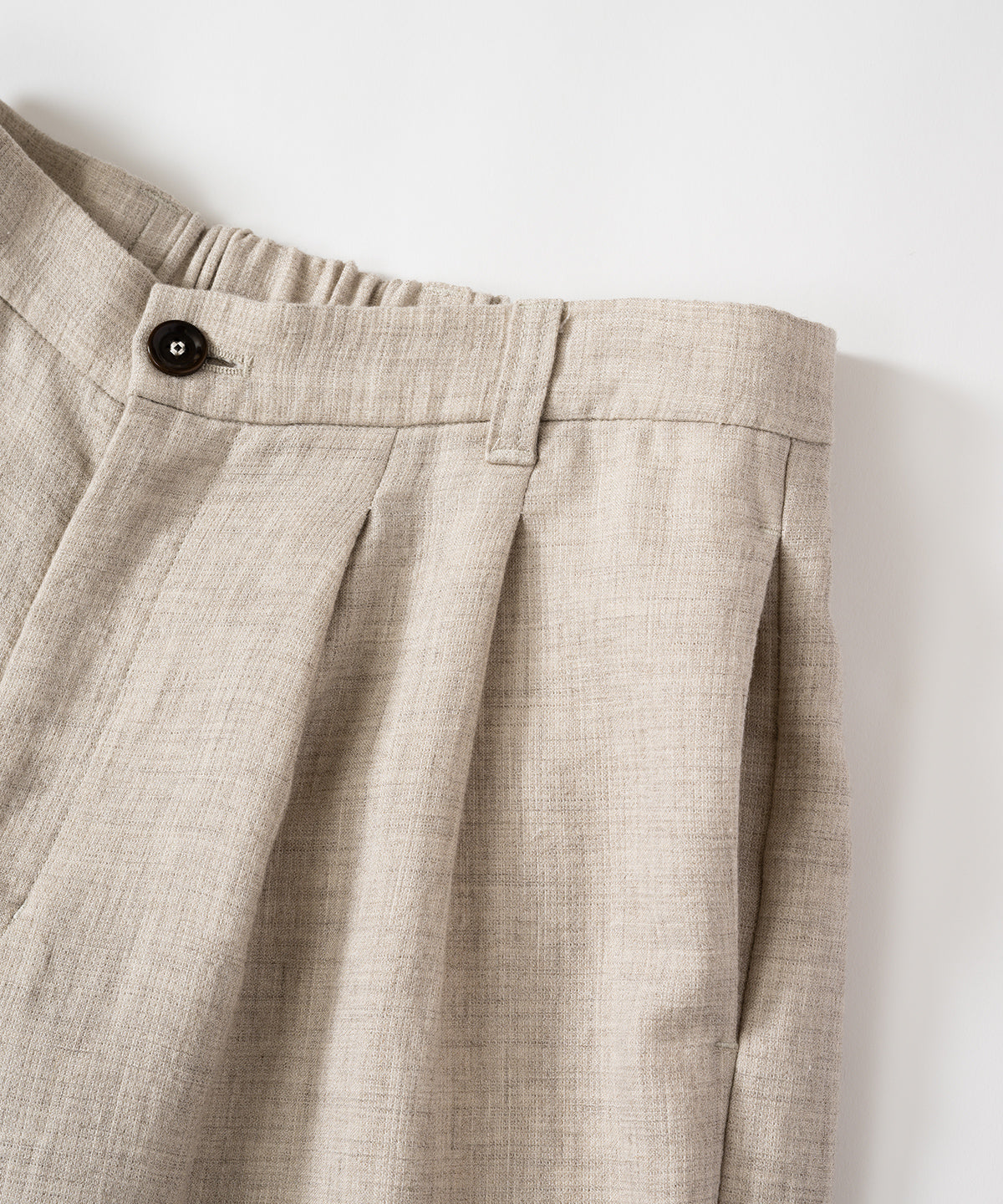 コットンリネンヤク二重織りタックパンツ