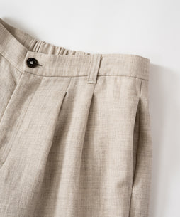 コットンリネンヤク二重織りタックパンツ