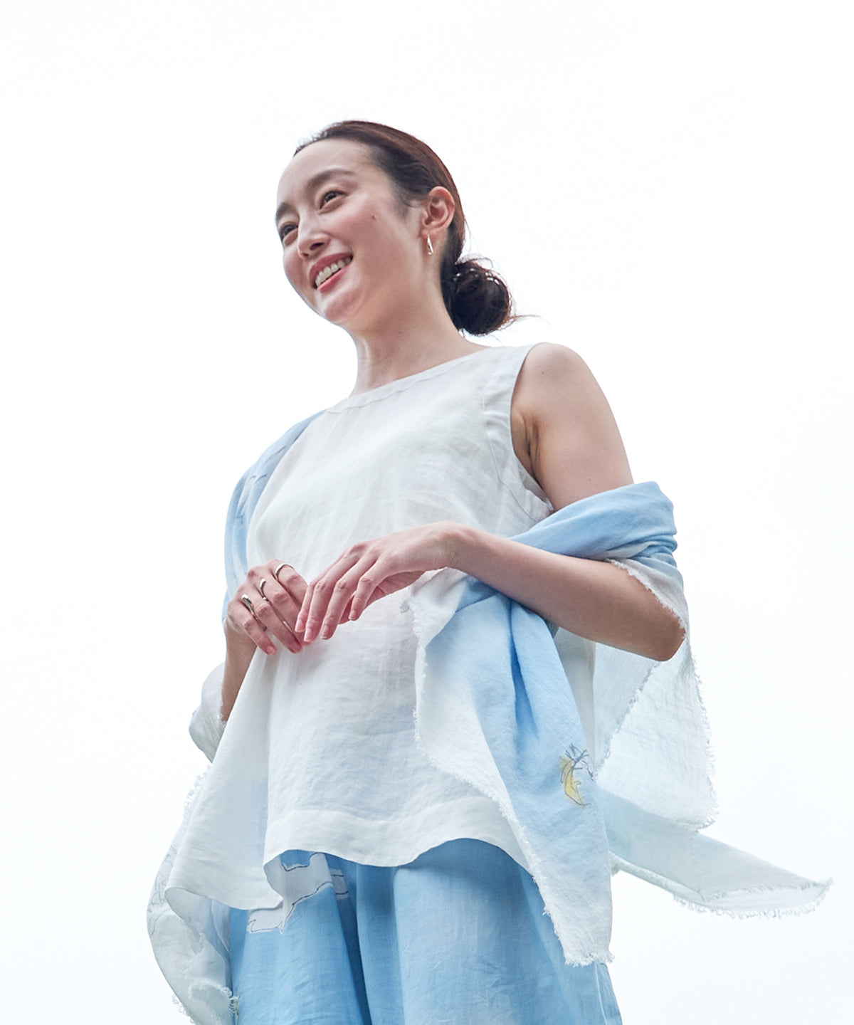 コットンリネン平織 ノースリーブチュニック / オーガニックコットン