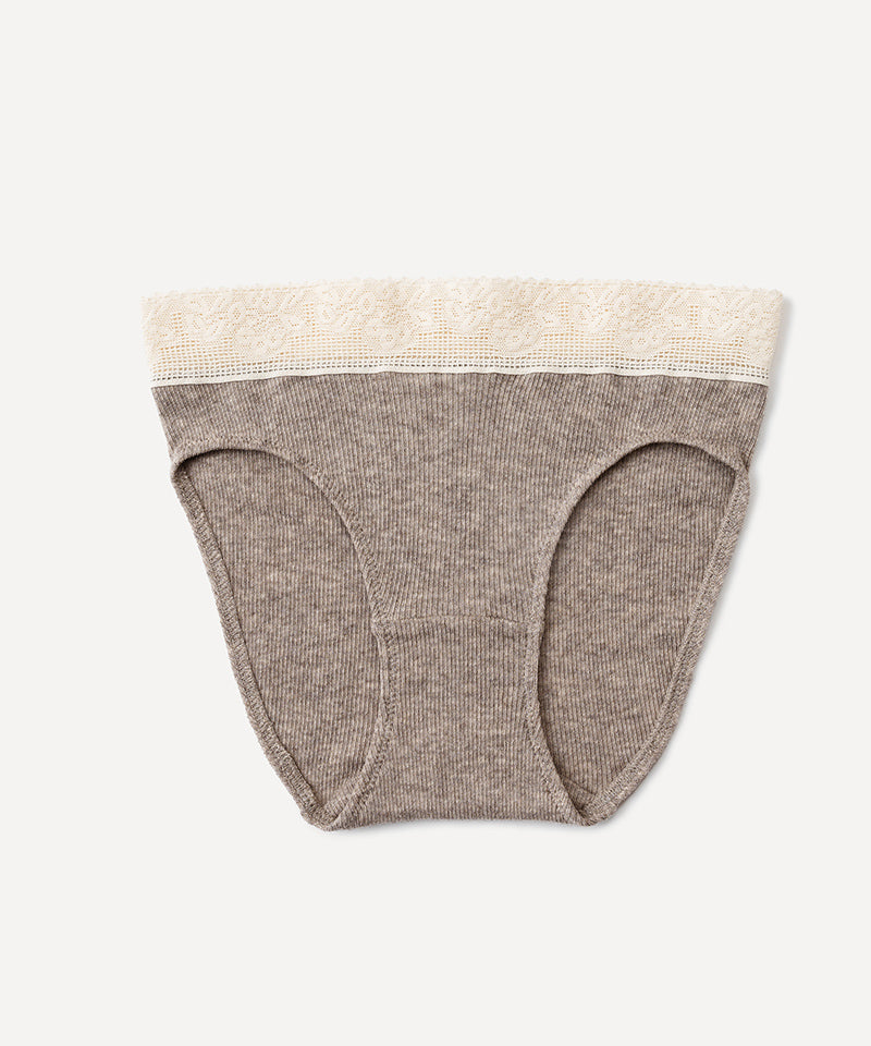 オーガニックコットン 「 レース付きヤクテレコショーツ 」｜PRISTINE