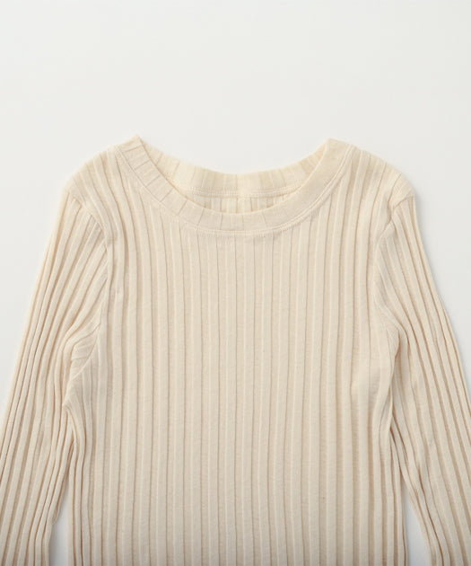 カシミヤチューブワイドリブクループルオーバー / オーガニック