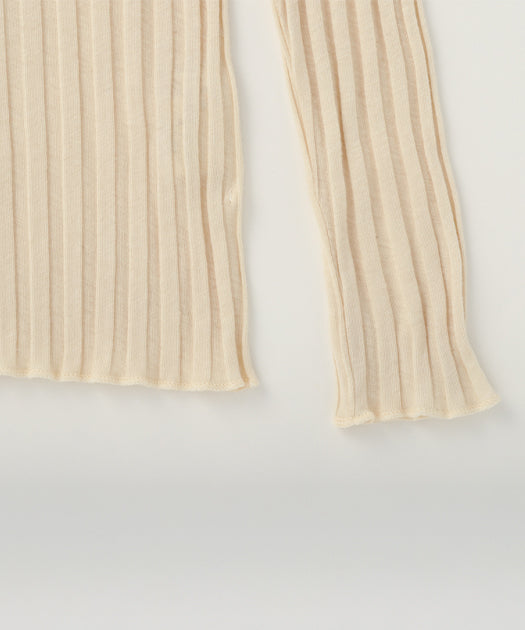 カシミヤチューブワイドリブクループルオーバー / オーガニック