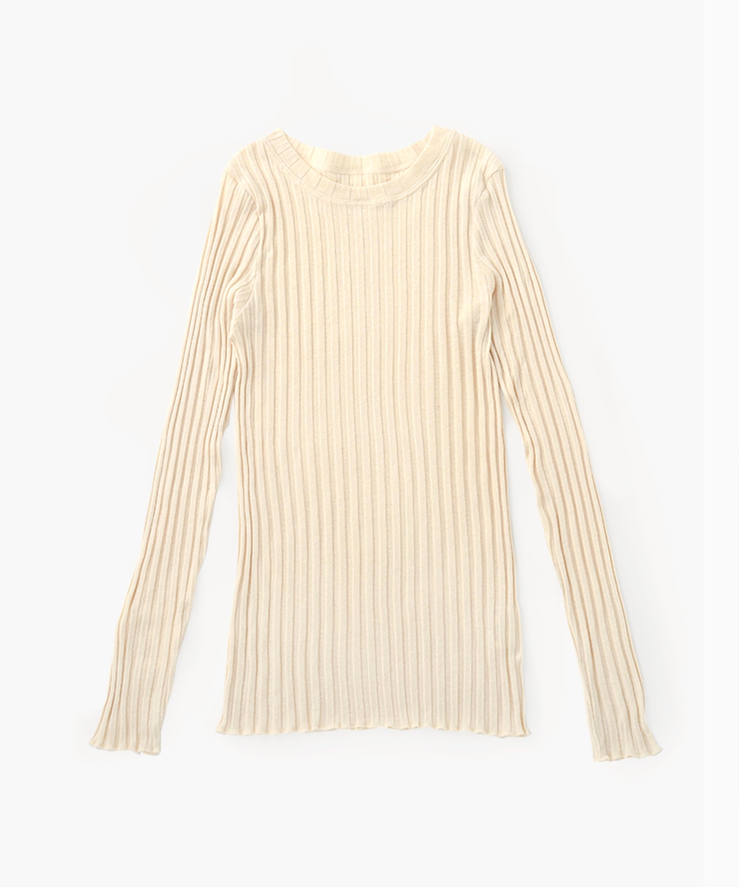 カシミヤチューブワイドリブクループルオーバー