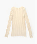 カシミヤチューブワイドリブクループルオーバー