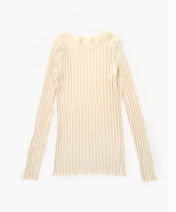 カシミヤチューブワイドリブクループルオーバー