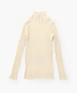 カシミヤチューブワイドリブタートルプルオーバー