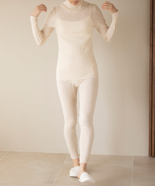 カシミヤチューブワイドリブレギンス