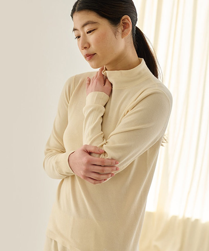 パンケーキニット ハイネックプルオーバー / オーガニックコットン