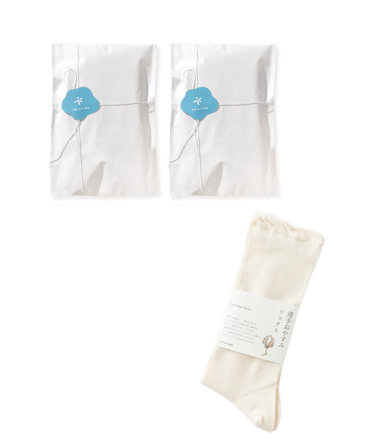 オーガニックコットン 「 薄手おやすみソックス プチギフト用3点セット 」｜PRISTINE