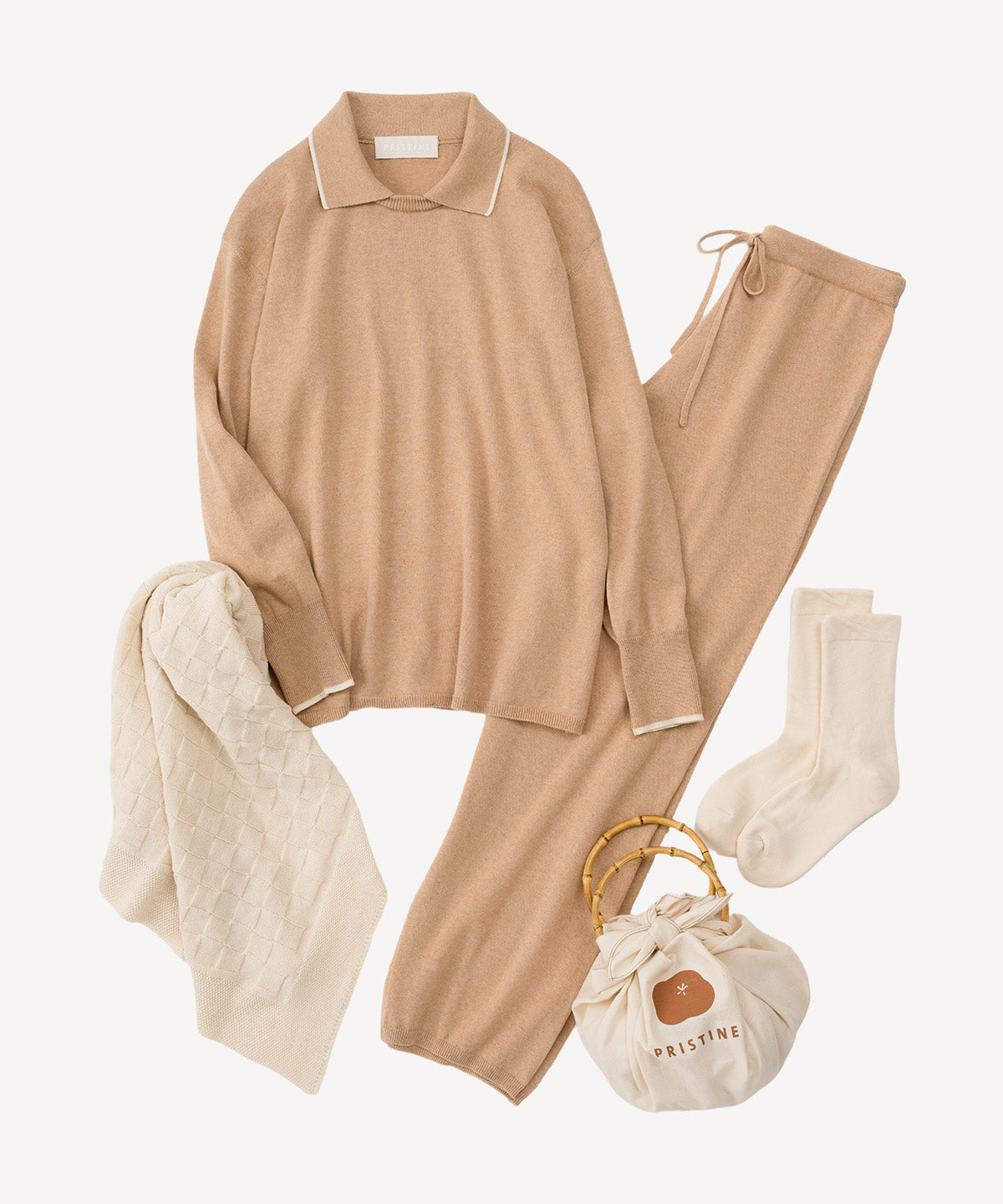 オーガニックコットン 「 【着衣初め】ブラウンニットパジャマセット 」｜PRISTINE
