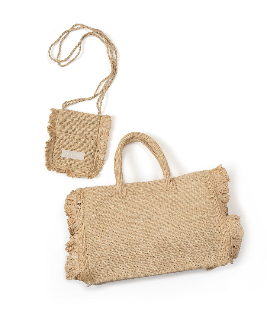 ラフィアトート＆ミニショルダーバッグセット